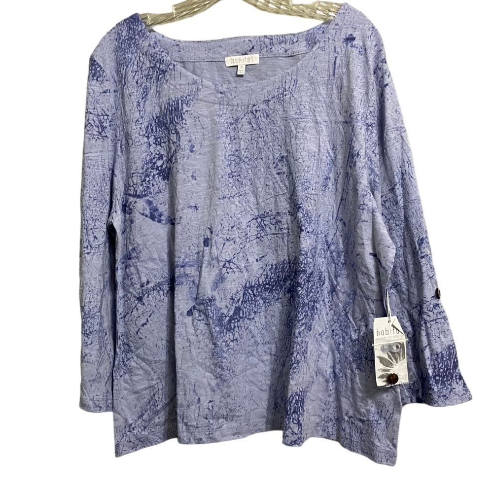 * NEW HABITAT SZ XL BLUE COTTON PATTERN TOP